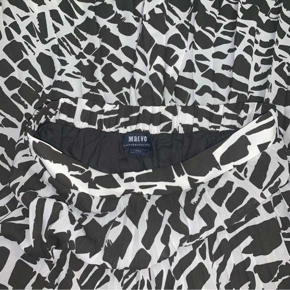 Maeve Pleated Midi Skirt Size XS White Grey Chiffon Abstract Anthropologie Hildi - Picture 7 of 10